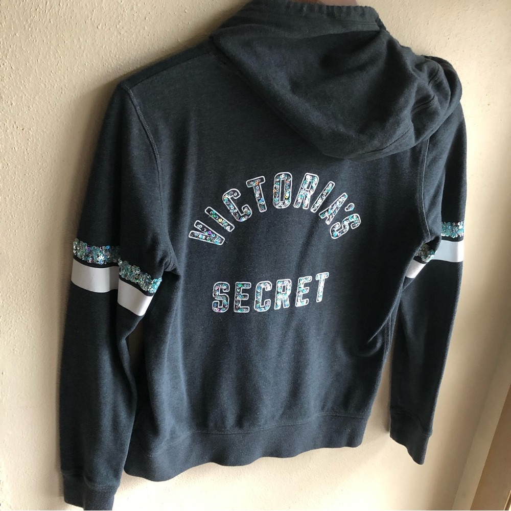 Victoria's Secret Blingy Sequined Hoodie. Gray with Irredescent Sequins. Small - Picture 8 of 10